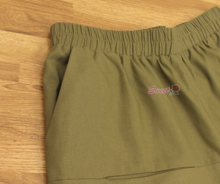 PNTL-002 กางเกงผ้าสี่ส่วนเอวยืด ผ้าคอตต้อนลินิน