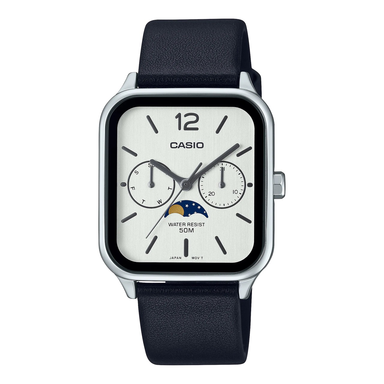 CASIO รุ่น MTP-M305L-7AVDF สายหนัง สีดำ จอขาว สินค้าใหม่ ของเเท้ รับประกันศูนย์ CMG 1 ปี