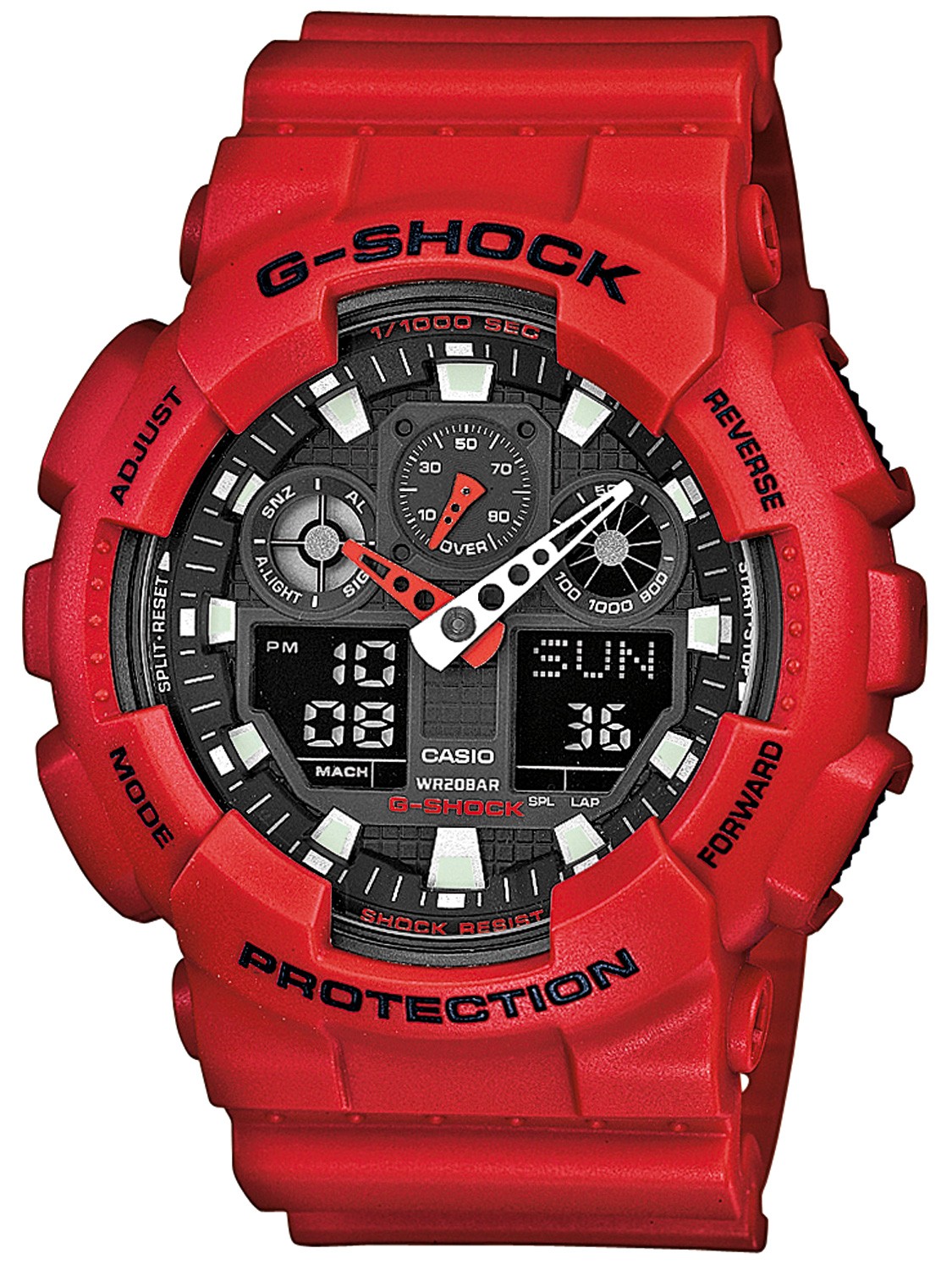 CASIO G-SHOCK รุ่น GA-100B-4ADR สีแดง ดำ สายด้าน สินค้าของเเท้ รับประกันศูนย์ CMG