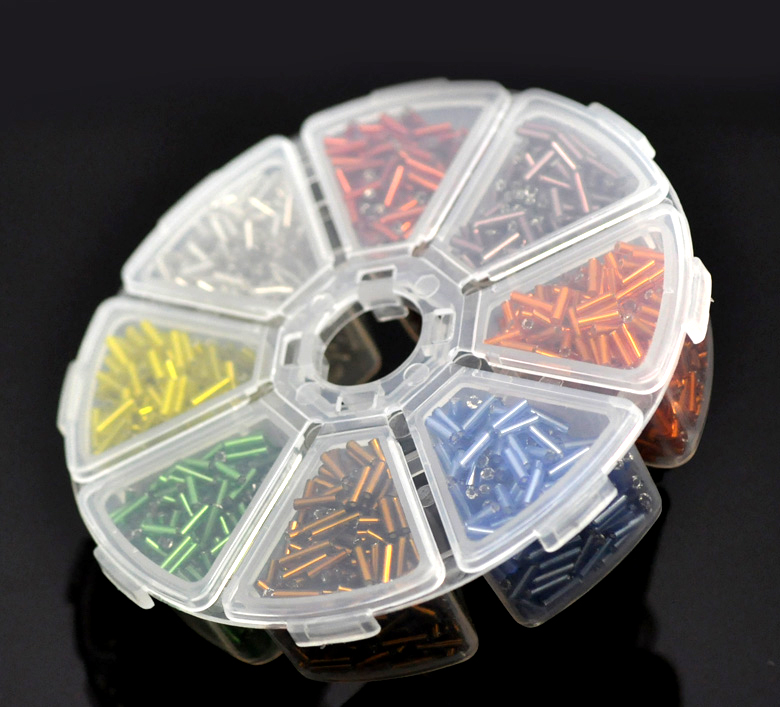 ลูกปัดปล้องเม็ดเล็ก (Seed Beads) สำหรับทำเครื่องประดับ 7x2mm คละสี พร้อมกล่องใส่