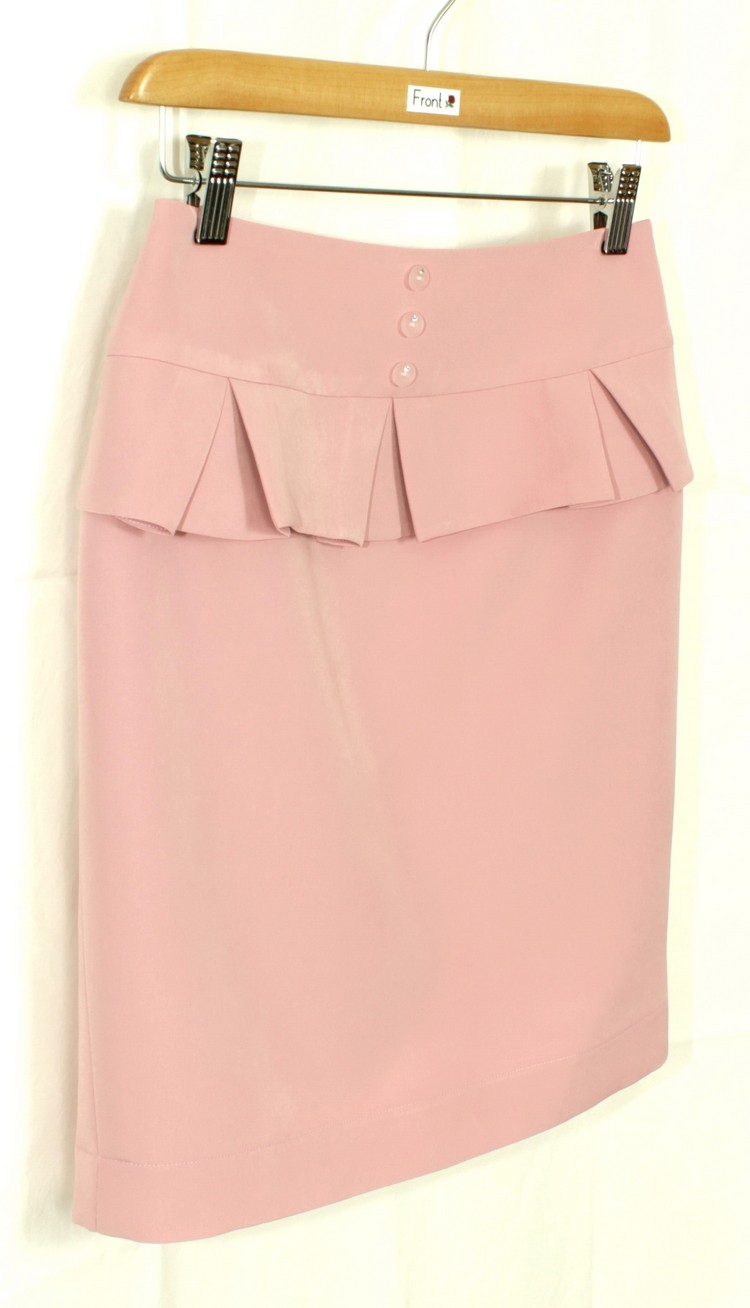 SK-166 กระโปรงแฟชั่น&ทำงาน ทรงสอบ ผ้า HIGH TWICH สีชมพูอมม่วง