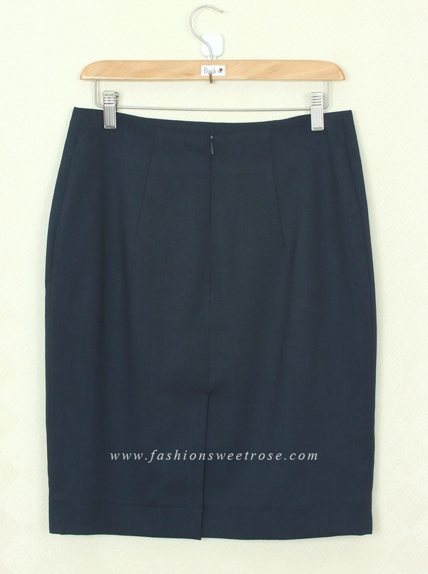 SK-393 กระโปรงแฟชั่น&ทำงาน ทรงดินสอ ผ้า Rose Skinny สีน้ำเงิน สไตน์เรียบหรู