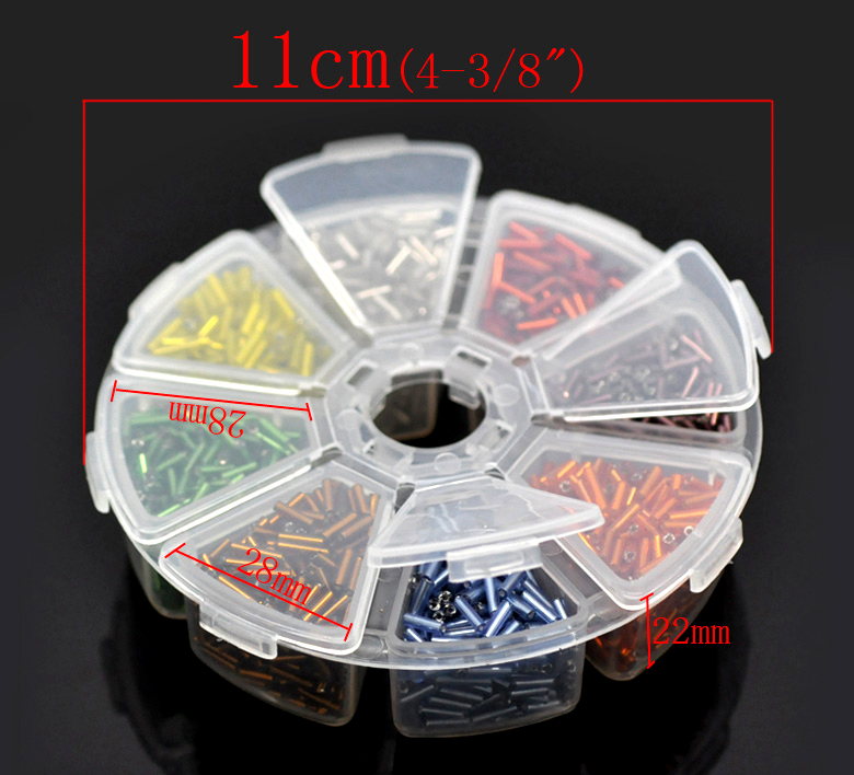 ลูกปัดปล้องเม็ดเล็ก (Seed Beads) สำหรับทำเครื่องประดับ 7x2mm คละสี พร้อมกล่องใส่