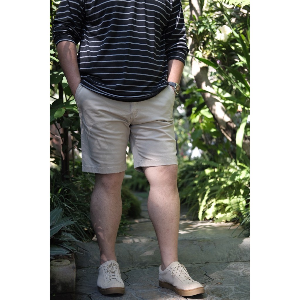 กางเกงขาสั้นผ้าChino ซิบผ้ายืด ไซต์ใหญ่ เอว 40-52" #CS/1 เบจ