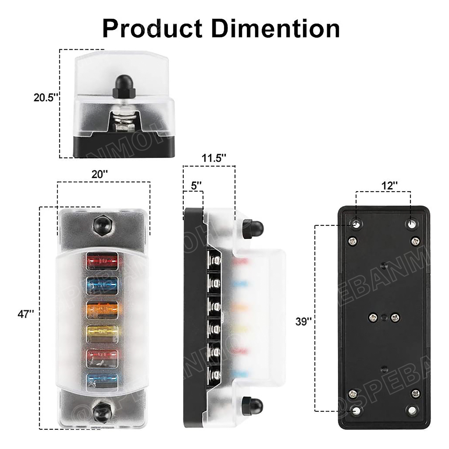 [ 1ชุด ] FB-1901 กล่องฟิวส์รถยนต์ 6 ช่อง พร้อมฝาครอบ FB-1901 6 Way Fuse Block กระบอกฟิวส์รถยนต์ 6ช่อง พร้อมลูกฟิวส์ Fuse Holder + Fuse MARINE FUSEBOX ชุดฟิวส์ตัดวงจร 12V 24V DC แผงฟิวส์รถยนค์ รถบรรทุก Auto Fuse 6 In 6 Out ชุดฟิวส์ ดีซี MAX 32VDC