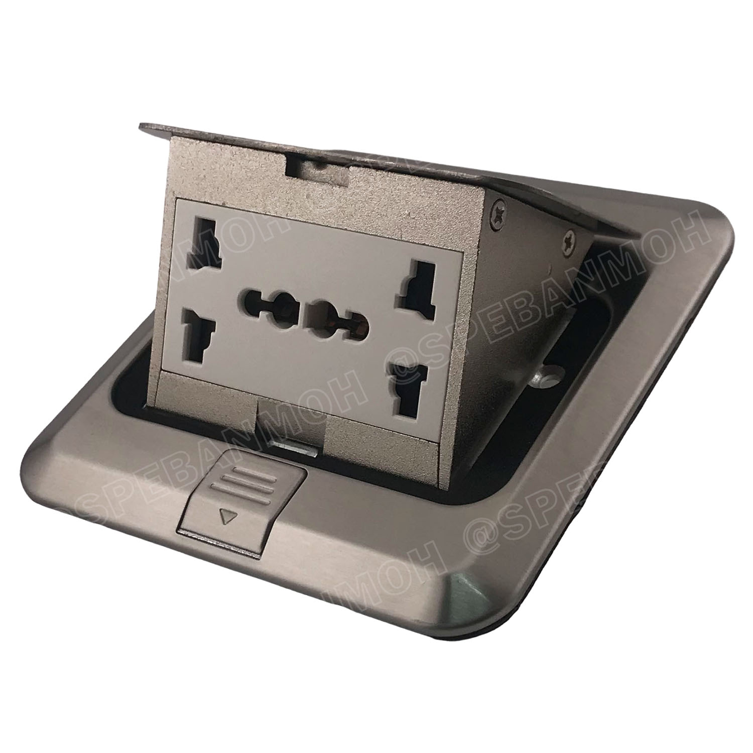 [ 1ชิ้น ] SF6120-Grey เต้ารับฝังพื้น AC Pop-up สีเทา Grey 10A 250VAC POP-UP Floor Outlet POPUP เต้ารับฝังพื้น 2 ช่อง ชุดเต้ารับฝังพื้น 3ขา 2ช่อง BF ชุดเต้ารับ เจาะพื้น เต้ารับฝังโต๊ะ TABLE SOCKETS เต้ารับแบบใช้เท้าเปิด