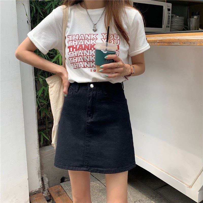 BASIC Denim mini skirt กระโปรงยีนส์สั้น