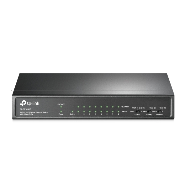 TP-LINK TL-SF1009P 9-Port 10/100Mbps Desktop Switch with 8-Port PoE+ รับประกันศูนย์ไทย