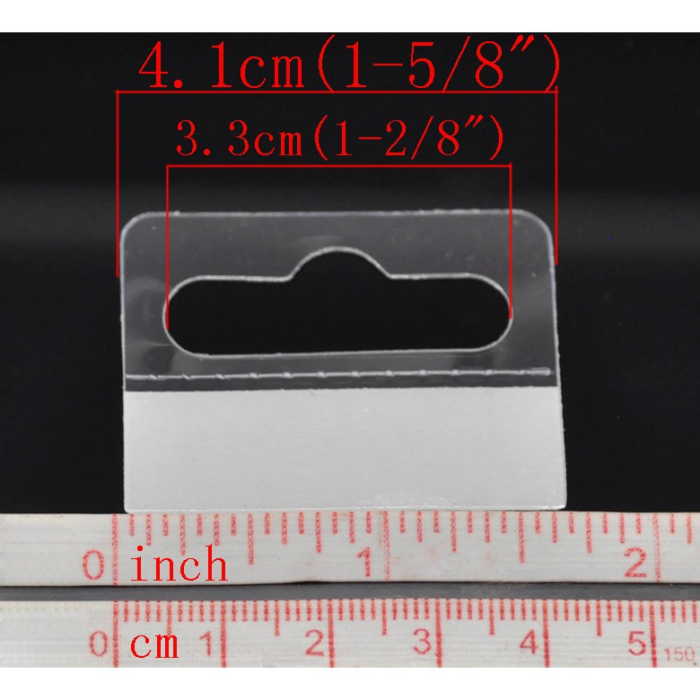 Hang Tabs หูแขวนสินค้า ป้ายแขวนสินค้าพลาสติกมีแถบกาว 4.1cm x 3.2cm 100 ชิ้น
