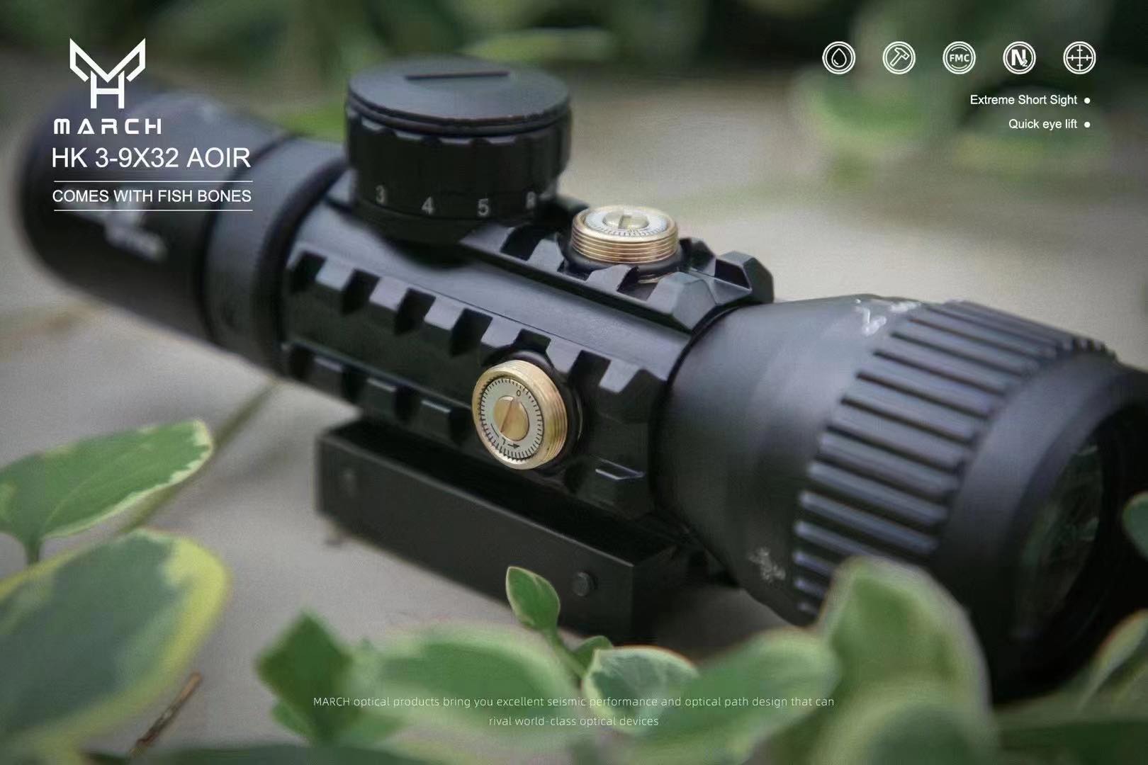 กล้องกันน้ำ กันกระแทก MARCH MODEL 2023 HK3-9X32AOIR ชัดแจ๋ว สินค้าแท้ประกัน 1 ปี