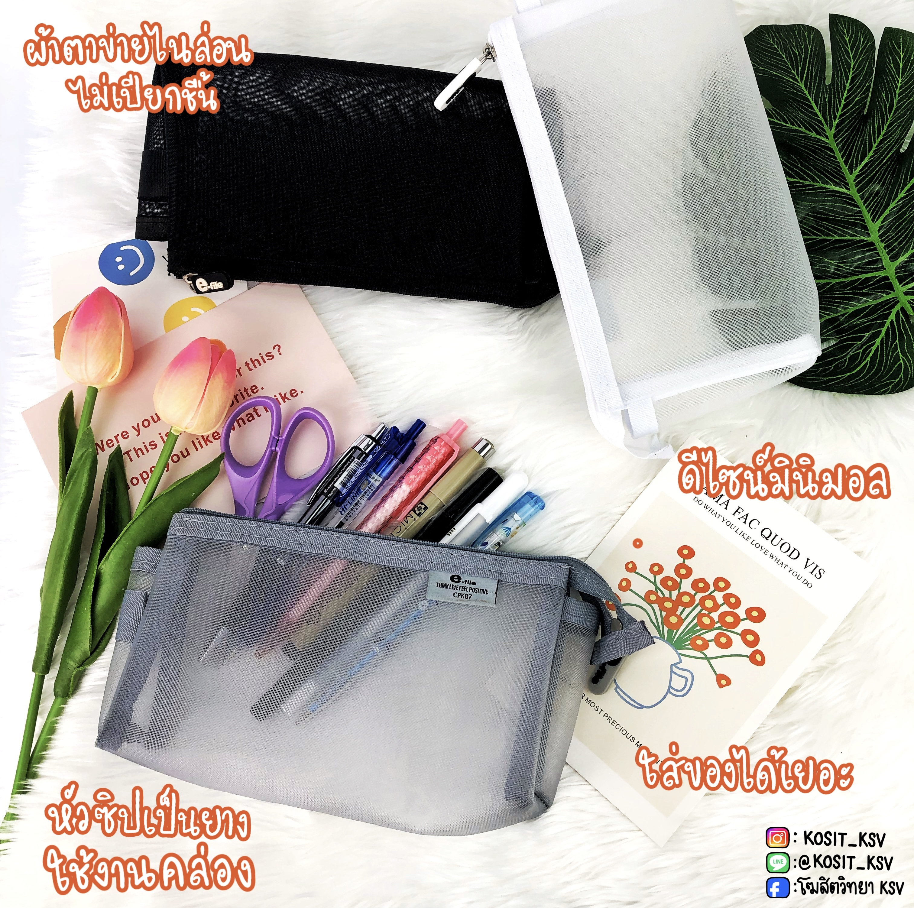 กระเป๋า ใส่ดินสอตาข่ายผ้าไนล่อน รุ่น CPK87 อีไฟล์ e-file