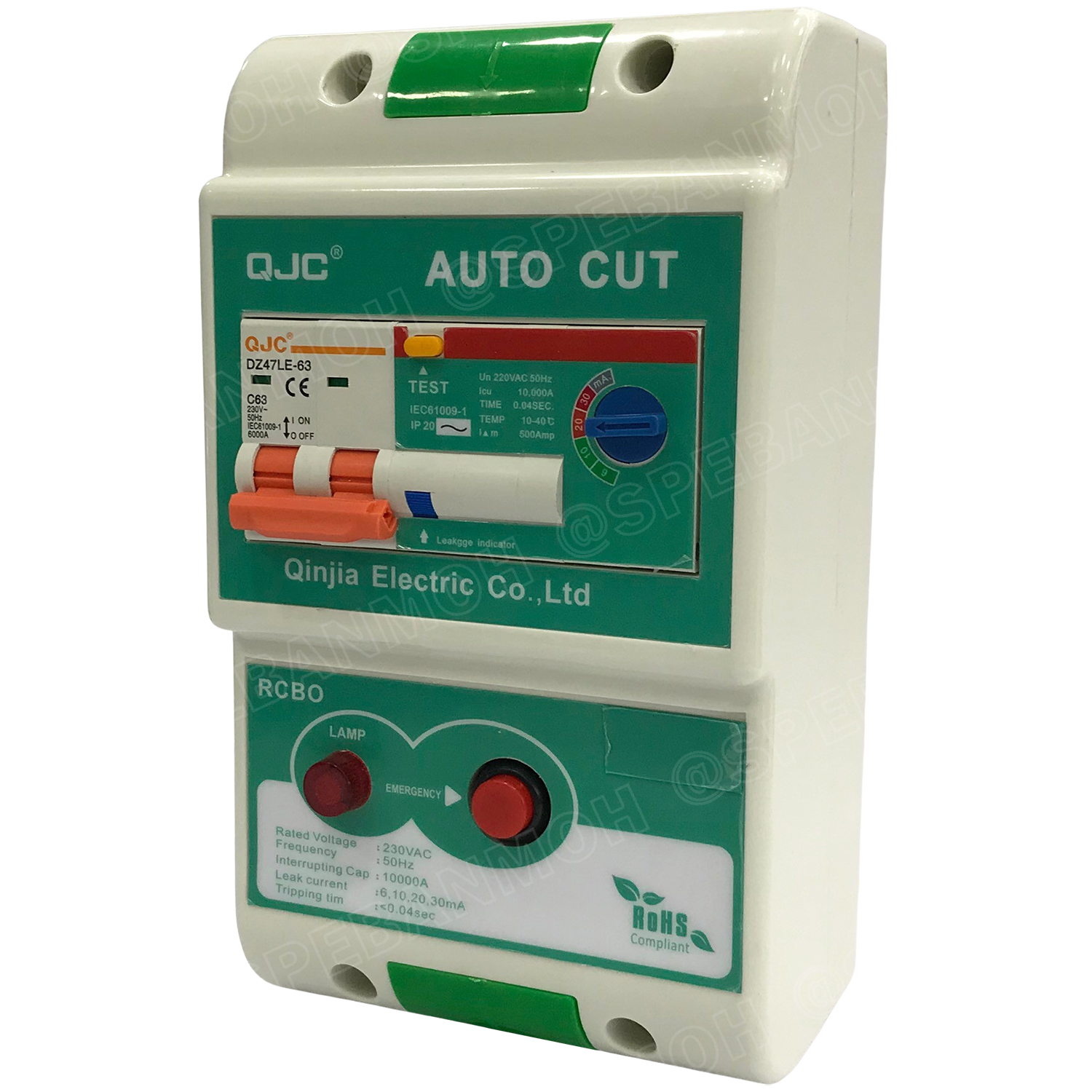 [ 1 ชิ้น ] MCB-DZ47LE-63 เบรกเกอร์ RCBO 2P 63A 30mA Circuit Breaker QJC 6kA เบรกเกอร์ 2โพล 63แอมป์ กันดูด Residual Current Circuit Breaker with Over Current Protection ป้องกันไฟดูด ไฟรั่ว กระแสเกิน ลัดวงจร เซฟตี้เบรกเกอร์ เบรกเกอร์ ตัดไฟ เมนเบรกเกอร์