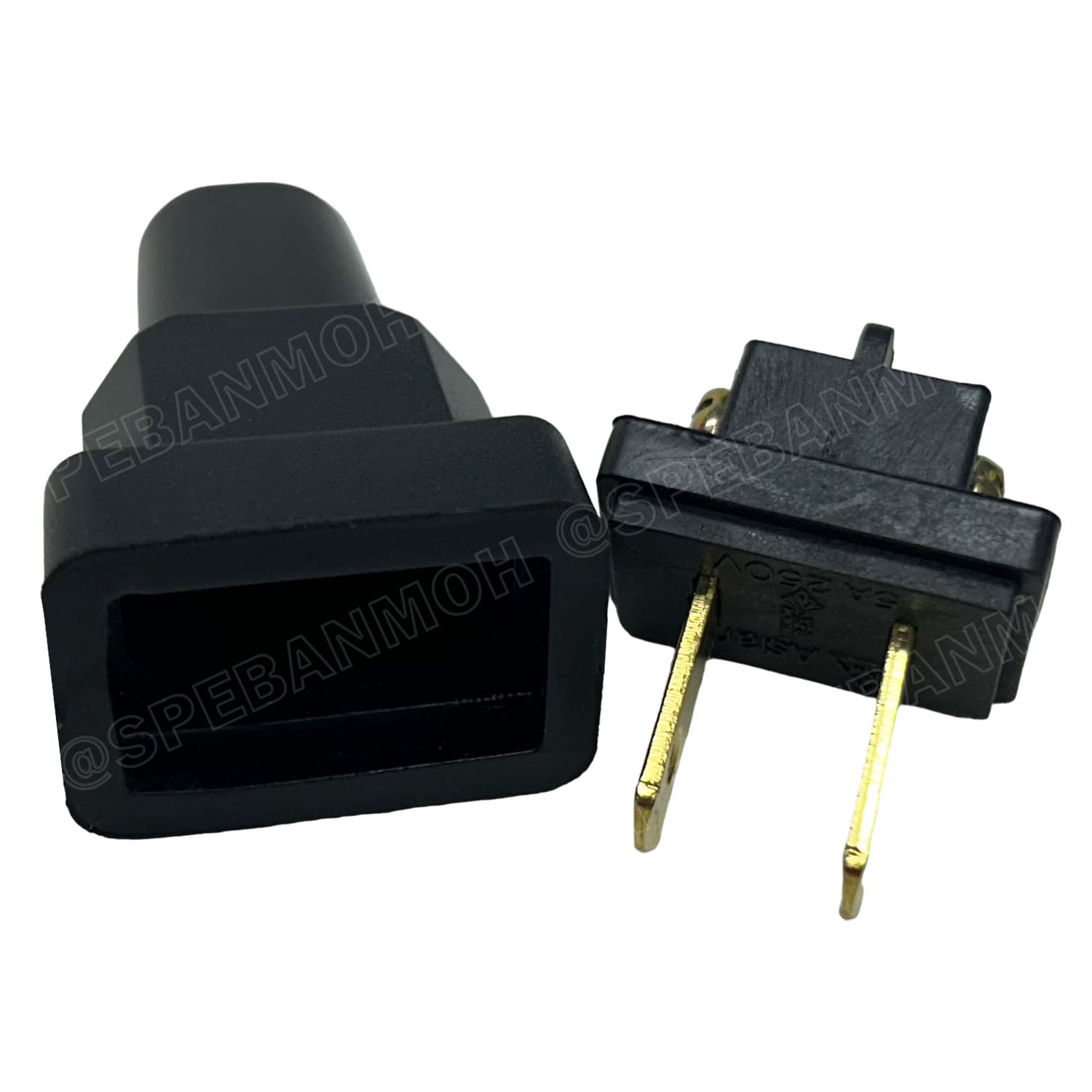 [ 5ชิ้น ] ACP-R003 ปลั๊กยาง ตัวผู้ 2ขาแบน AC Power Plug ท้ายห่วง 5A 250V ปลั๊กตัวผู้ 2ขาแบน ต่อสาย AC Plug 2P 5แอมป์ 220โวตต์ Male Ac Plug ปลั๊กยาง 2ขา ปลั๊กเสียบขาแบน Male Plug 2แบน ปลั๊กตัวผู้ต่อสาย