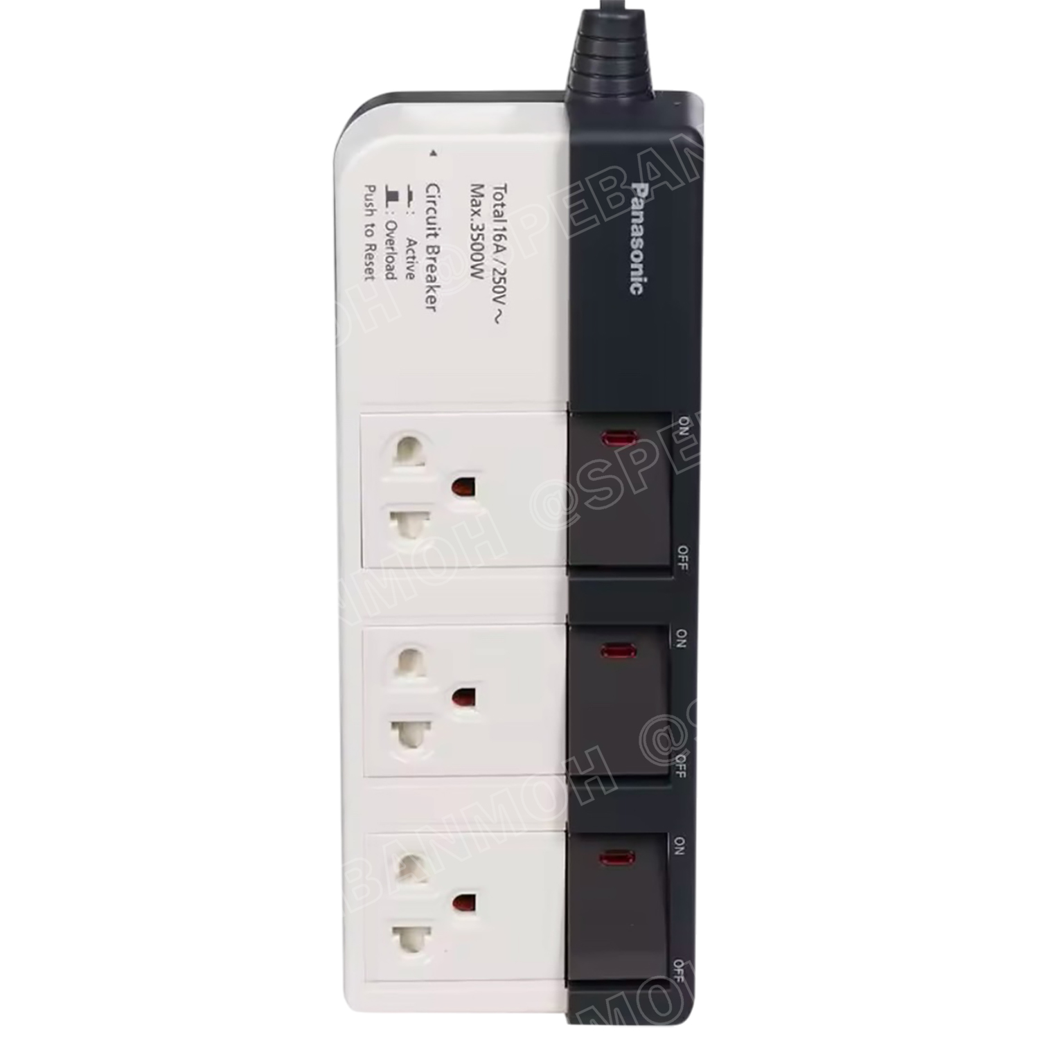 [ 1 ชิ้น ] ปลั๊กพ่วง Panasonic WCHG 28334 3ช่อง 3สวิตช์ 3เมตร ปลั๊กพ่วงพานาโซนิค ปลั๊กพ่วง พานาโซนิค WCHG Power Strip Panasonic 3500W 16A 250VAC AC Power Extension รางปลั๊กไฟ ปลั๊กพ่วง 3 ขา ปลั๊กไฟสามตา ปลั๊กพ่วง มาตรฐาน มอก ป้องกันไฟเกิน Panasonic Extens