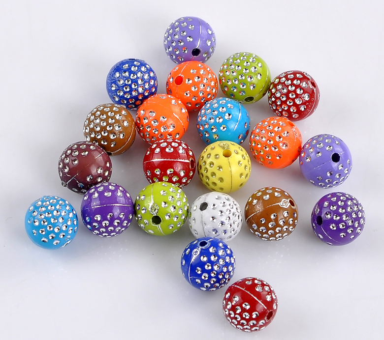 [Out of Stock] ลูกปัดอะครีลิคกลมจุด 12mm 50 เม็ด