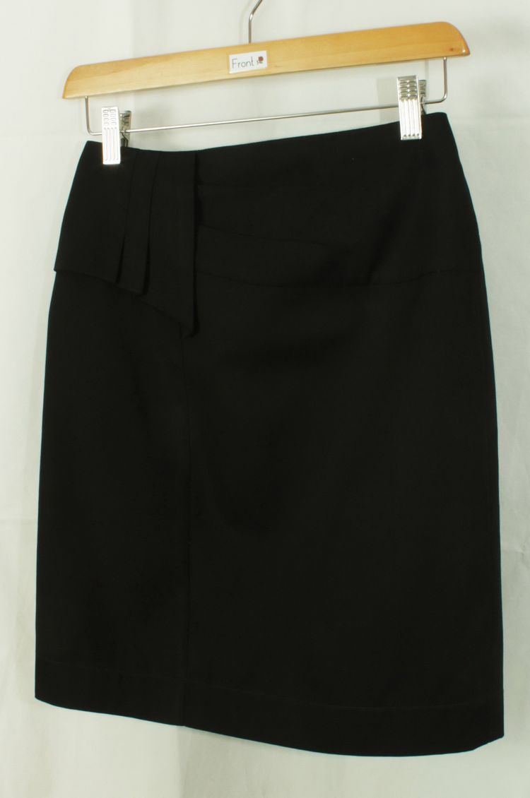 กระโปรงแฟชั่น&ทำงาน กระโปรงทรงสอบแต่งจับจีบระบาย ผ้าคอตต้อนญี่ปุ่นสีดำ / SK-107