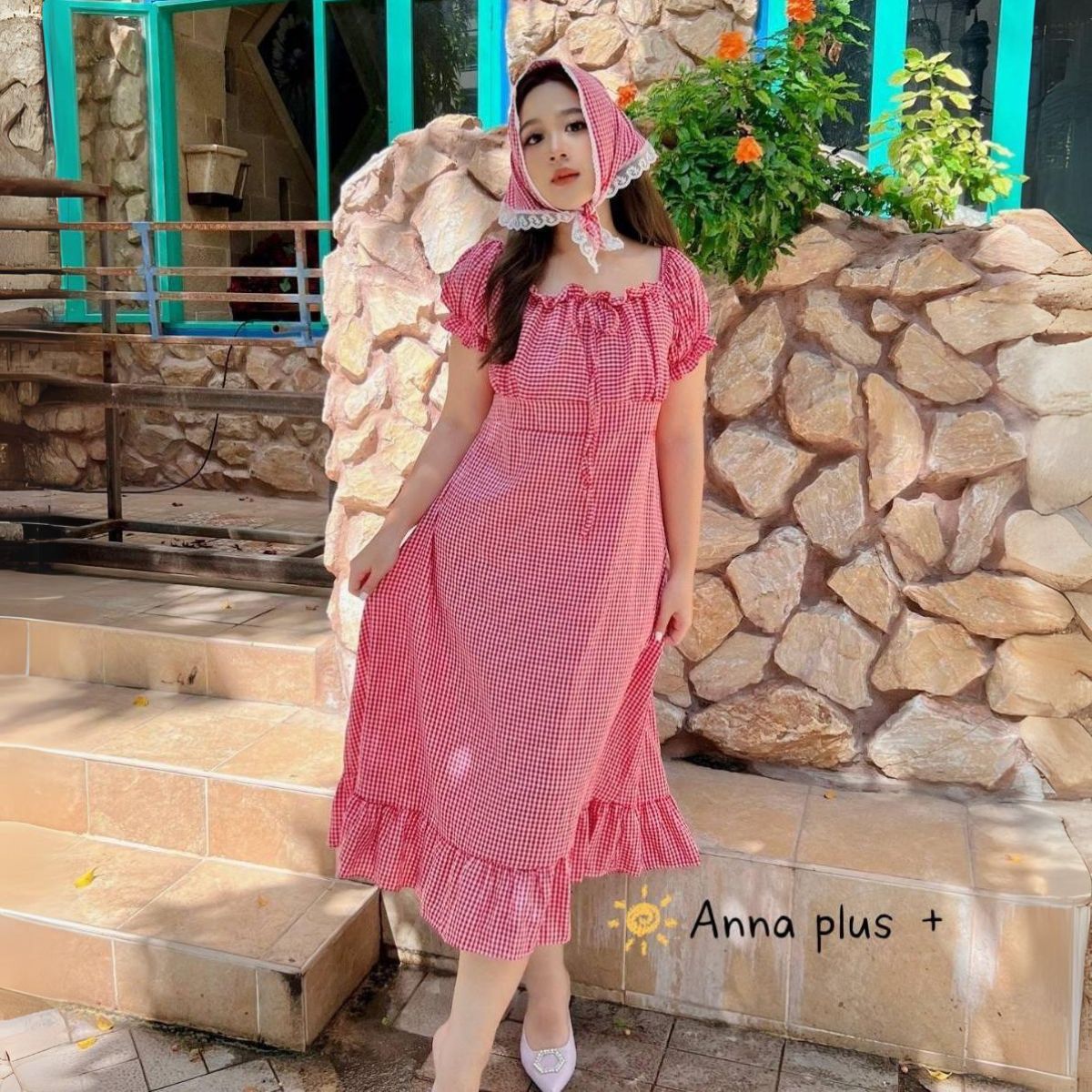 A167 เดรส สาวอวบ มาพร้อมผ้าโพกผม อกได้ถึง 50 นิ้ว เอวได้ถึง42นิ้ว