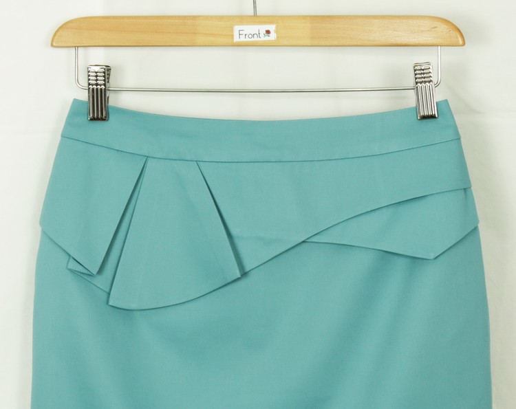 กระโปรงแฟชั่น&ทำงาน ทรงสอบจับจีบซ้อนกัน ผ้าคอตต้อนสีฟ้า / SK-101
