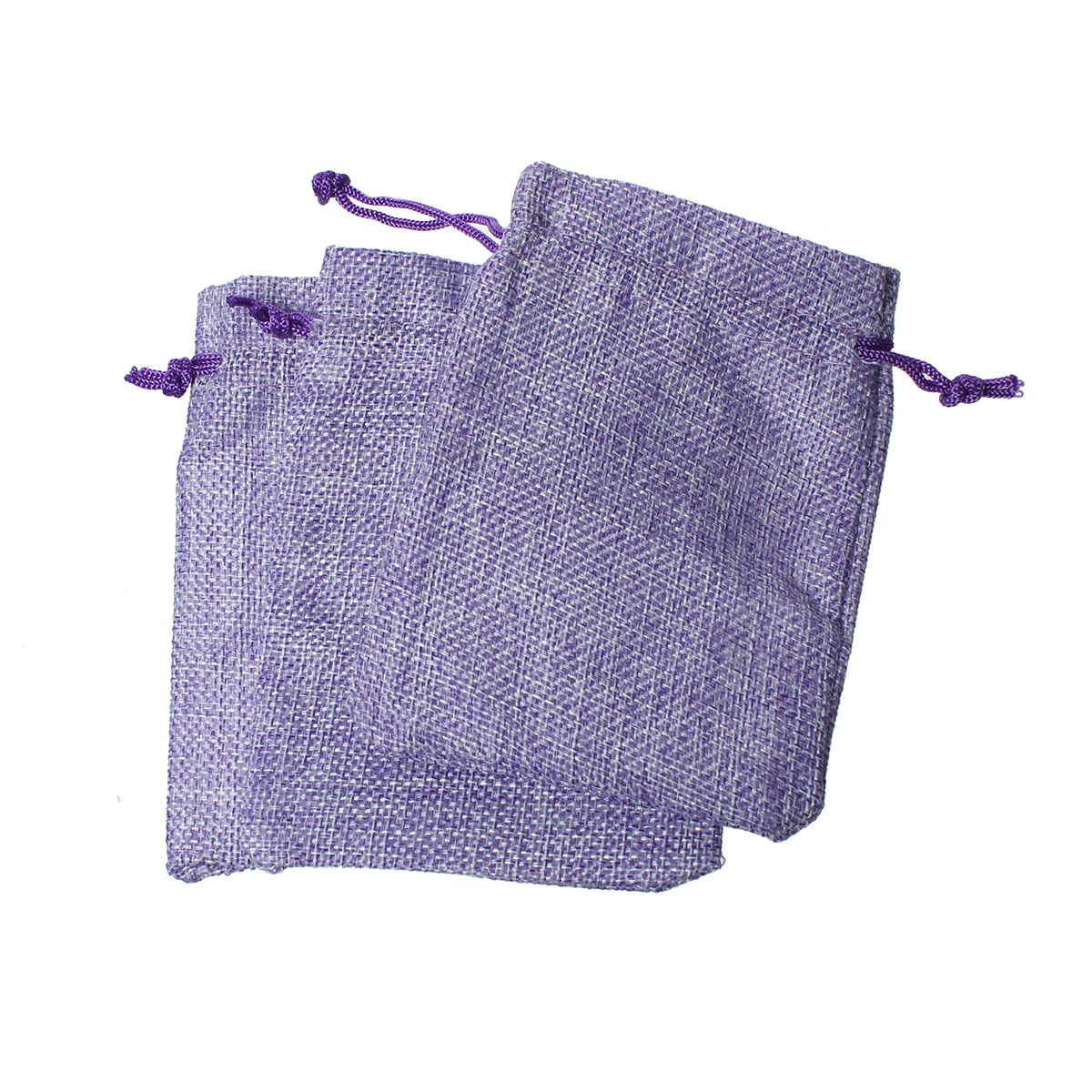ถุงผ้าทอกระสอบใส่ของชำร่วย/เครื่องประดับมีสายรูดรัดปากถุง 13.5x10cm 100 ใบ สีม่วง (ส่งสินค้า 7-10 วันหลังชำระเงิน)