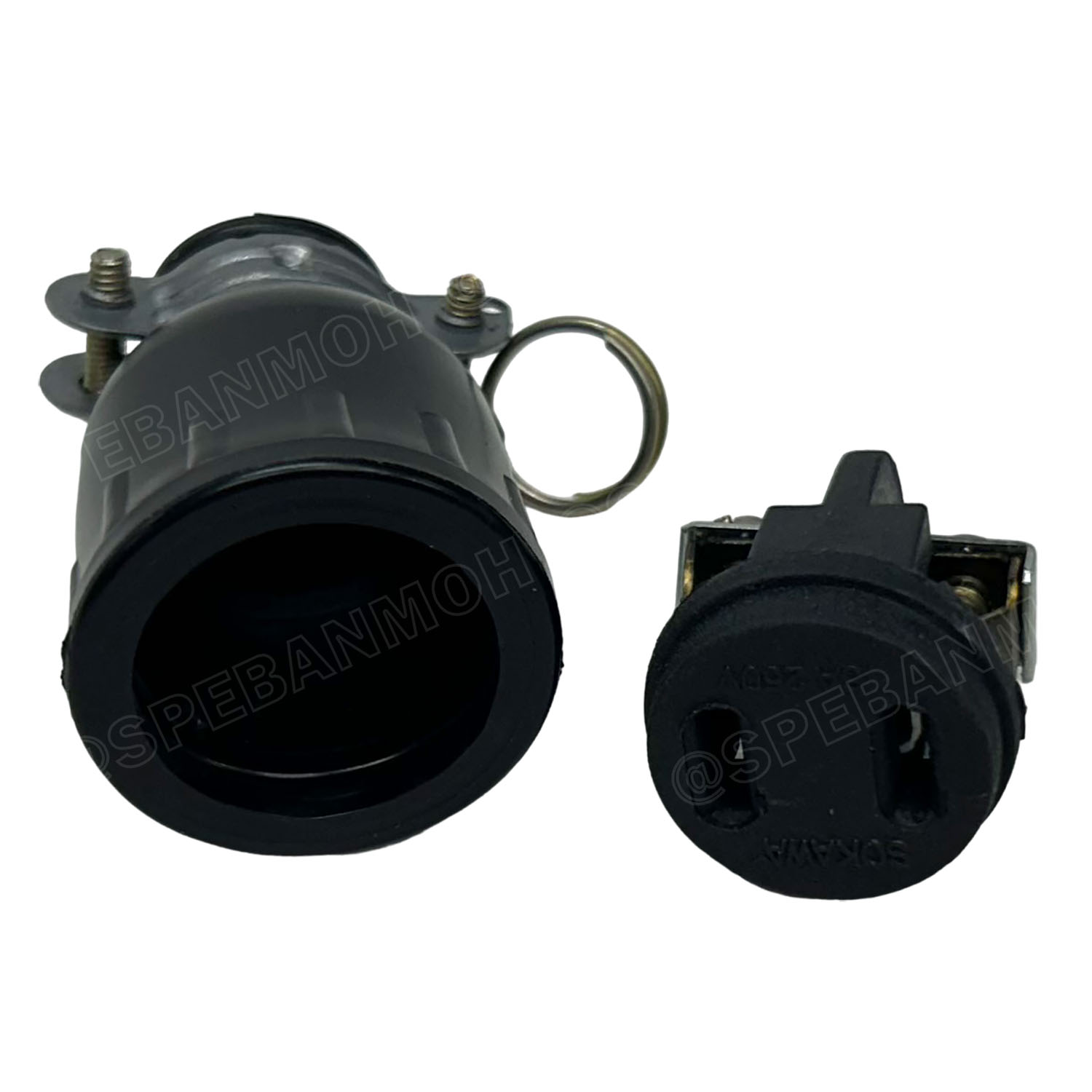 [ 4ชิ้น ] ACP-R002 ปลั๊กยาง ตัวเมีย 2ขาแบน Sokawa AC Power Plug ท้ายห่วง 16A 250V ปลั๊กตัวเมีย 2ขาแบน ต่อสาย AC Plug 2P 16แอมป์ 220โวตต์ Female Ac Plug ปลั๊กยาง 2ขา ปลั๊กเสียบขาแบน Female Plug 2แบน ปลั๊กตัวเมียต่อสาย