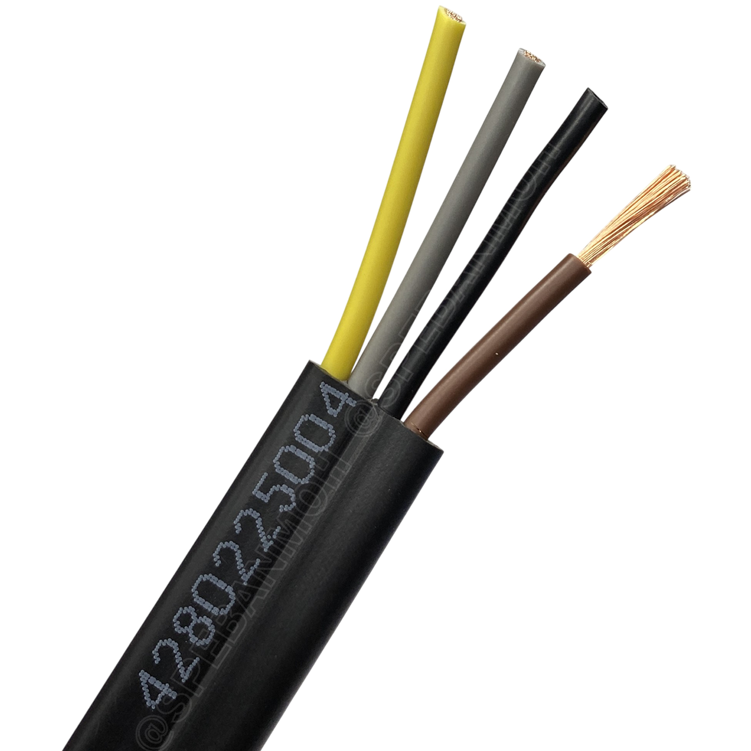 [ 1 เมตร ] H07VVH6-F 4Gx2.5 sq.mm สายไฟแบน สีดำ Crane Wire 4C สายเคลื่อนที่ สำหรับเครน สายลำเลียง Moving Cable Flat Cable ป้องกันการบิดเกลียว ทองแดงแดงแท้ VDE 0295 IEC 60228 Class 5 H07 450/750V Cable For Mobile Machine Components