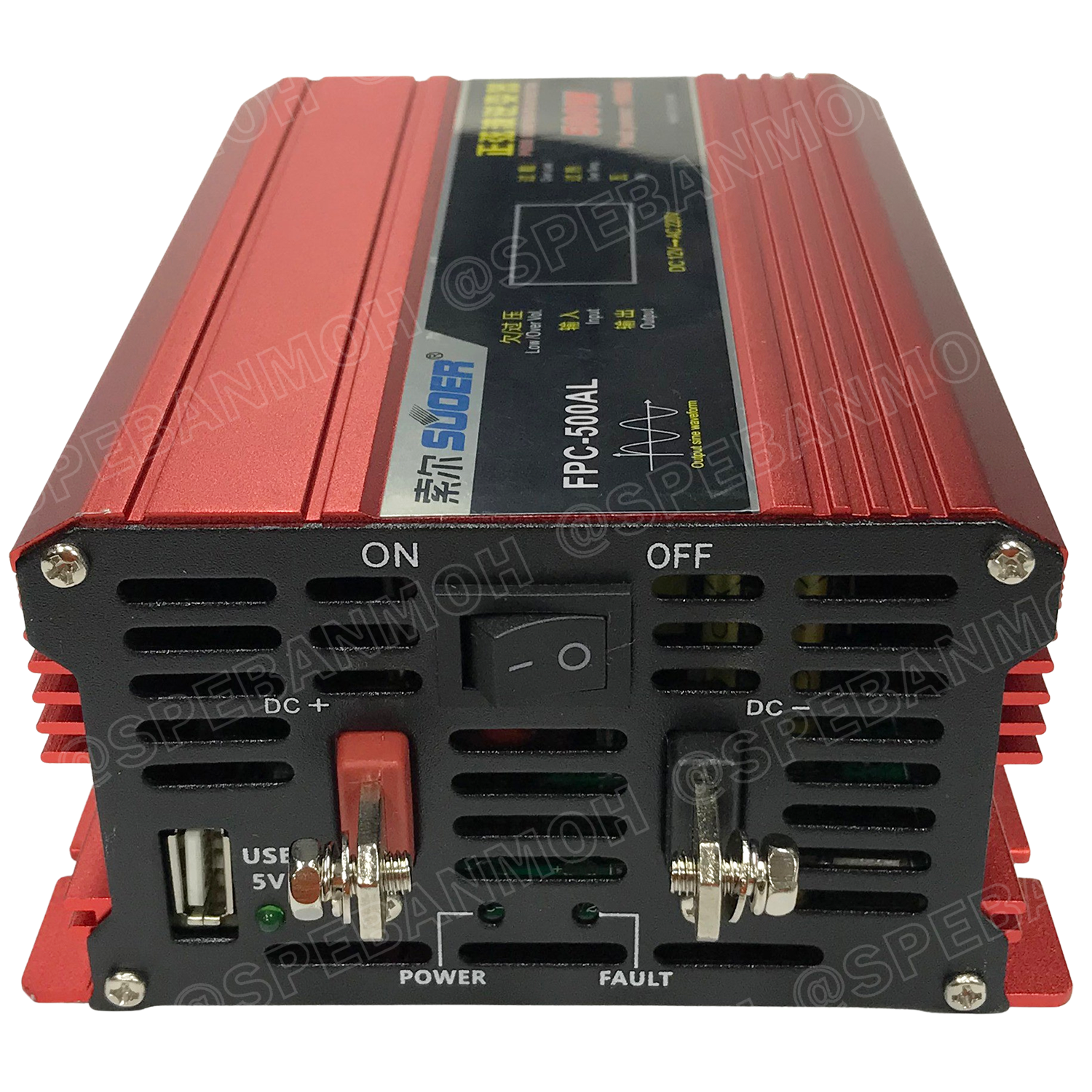 FPC-500AL-V.2 อินเวอร์เตอร์ สีแดง แปลงไฟ 12V ออก 220V รุ่นใหม่ มีหน้าจอแสดงผล LED Inverter ยี่ห้อ SUOER FPC-500AL 500W 12V to 220V off grid inverter pure sine power inverters FPC-500 อินเวอร์เตอร์ เพียวไซน์เวฟ SUOER FPC-500AL 12V to 220V หม้อแปลงไฟ 12V -