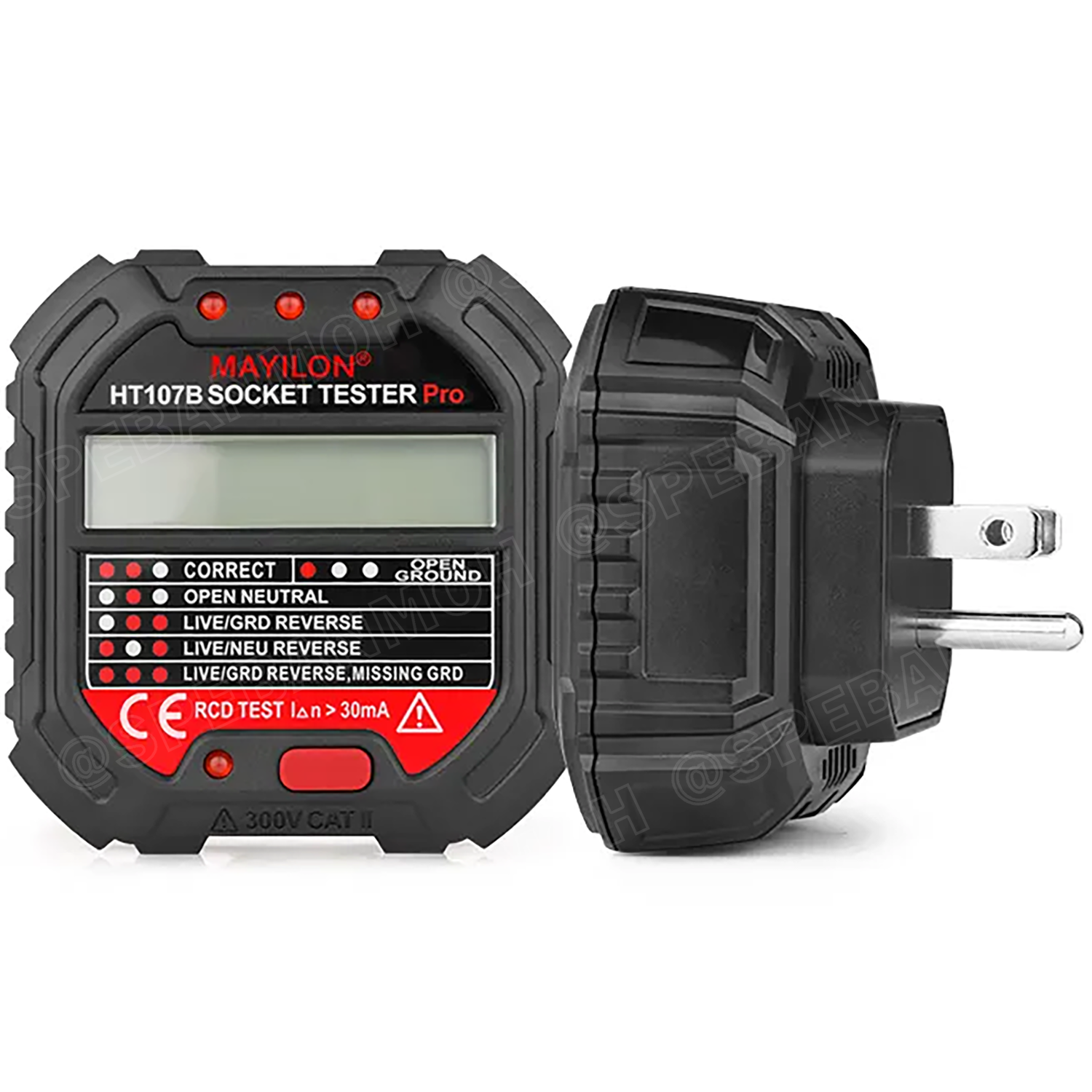 HT107B ปลั๊กเชคเต้ารับ Socket Outlet Tester อุปกรณ์เช็ตเค้ารับ LCD Digital จอแสดงผล LCD เทสเต้ารับ ระบบ GFCI / RCD TEST เครื่องเทสการต่อสาย อุปกรณ์ทดสอบไฟรั่ว Eletricaly Leak-prooftest ขาเสียบ US 2ขาแบน