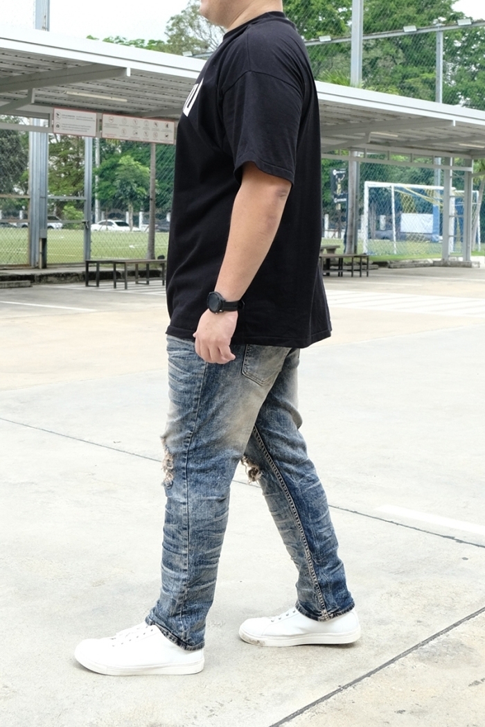 กางเกงยีนส์ ไซส์ใหญ่ ทรงกระบอกเล็ก ผ้ายืด สียีนส์ฟอก กางเกงคนอ้วน ผู้ชายอ้วน 40-50" #JL009