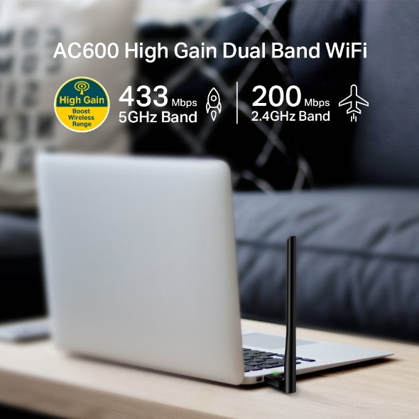TP-LINK Archer 𝗧𝟮𝗨 𝗣𝗹𝘂𝘀 Wi-Fi AC600 Dual Band High Power อุปกรณ์รับสัญญาณไวไฟ รับประกันศูนย์ไทย