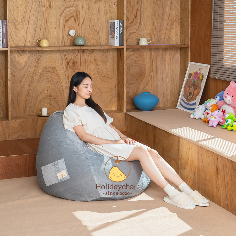 เก้าอี้เม็ดโฟม บีนแบค ทรงหยดน้ำ เนื้อผ้ากำมะหยี่ bean bag เก้าอี้บีนแบ็ก เบาะนั่งเม็ดโฟม เก้าอี้มินิมอล โซฟานั่งพื้น เก้าอี้นั่งเล่น เบาะนั่งเล่น บีนแบ็ก โซฟาบีนแบค รุ่น HCS-002