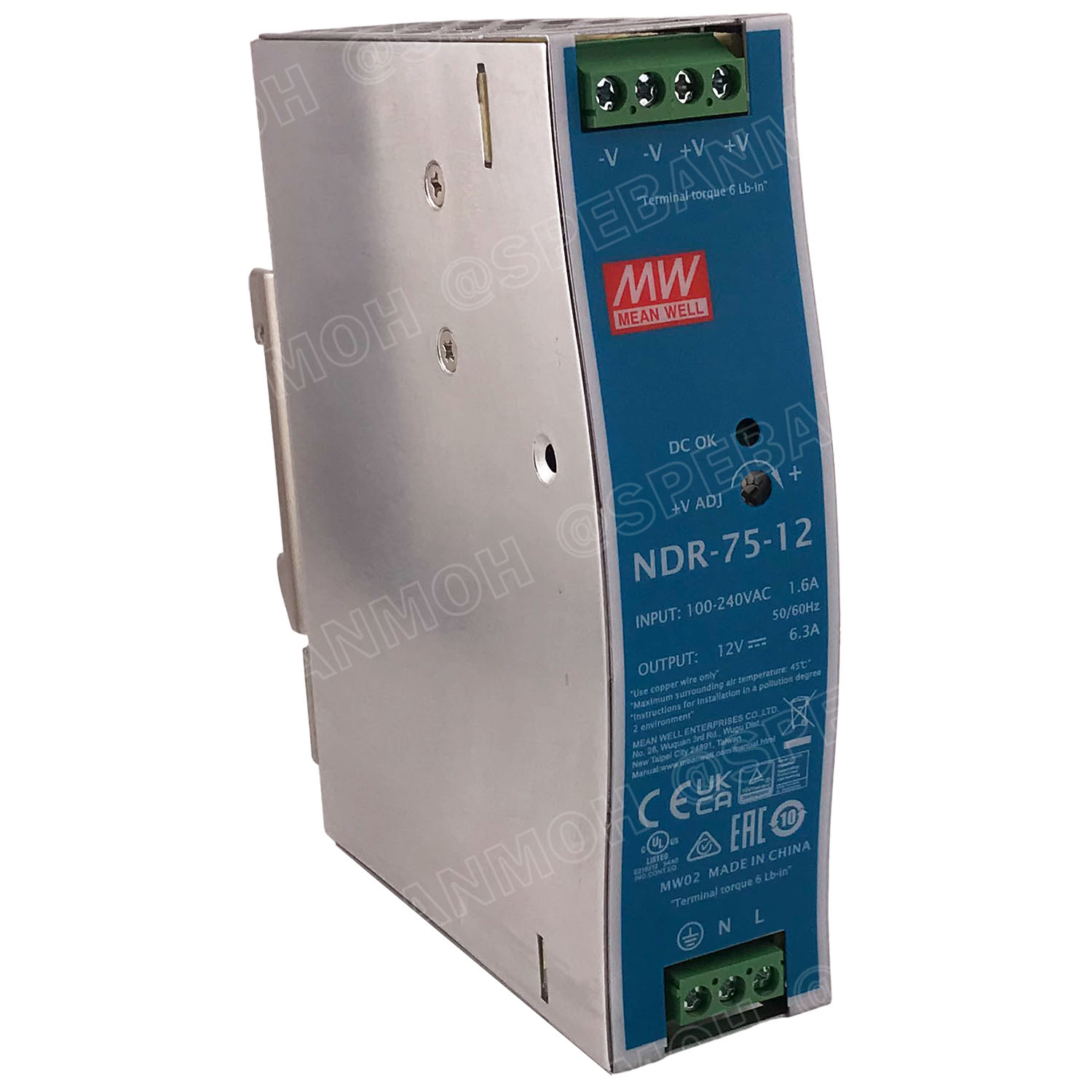 [ 1เครื่อง ] NDR-75-12 พาวเวอร์ซัพพลาย 12V 6.3A MEAN WELL 75W NDR Single Output Industrial DIN RAIL สวิทชชิ่ง ยึดรางปีกนก INPUT100-240VAC OUTPUT 12VDC สวิทชิ่ง เมนเวล 12โวตท์ สำหรับ DIN Rail มีนเวล บอร์ดแปลงไฟ หม้อแปลงไฟ AC to DC