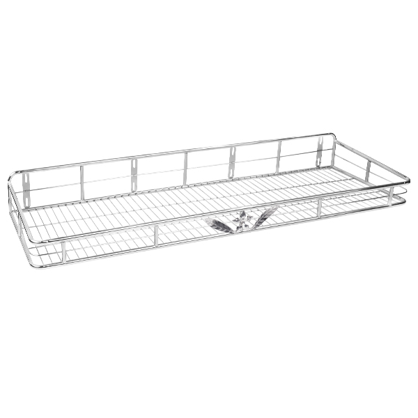 Q Line ชั้นติดผนังสแตนเลส 100x30x10 ซม.+ดอกไม้ ST-730/2F