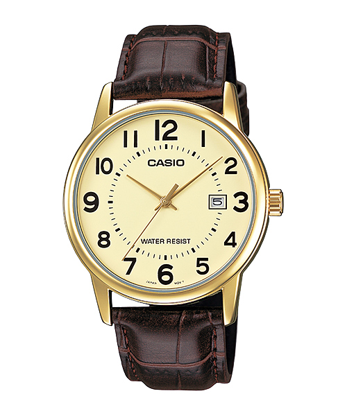 CASIO Standard รุ่น MTP-V002GL-9BUDF สีน้ำตาล มีวันที่ สินค้าของเเท้