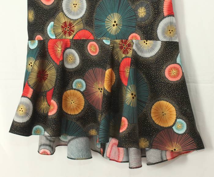 SK-211 กระโปรงแฟชั่น&ทำงาน ทรงย้วย ผ้าคอตตอนญี่ปุ่นพิมพ์ลายวงกลมกราฟฟิคแฟนซี