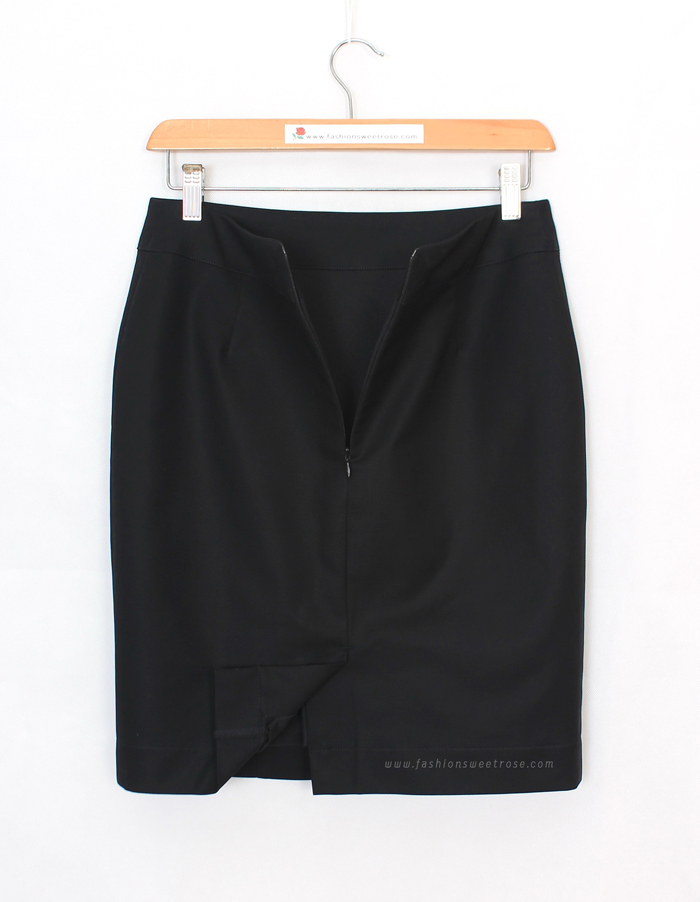 SK-489 กระโปรงทรงสอบ ผ้าคอตต้อนญี่ปุ่นเนื้อสเปนเดกสีดำ