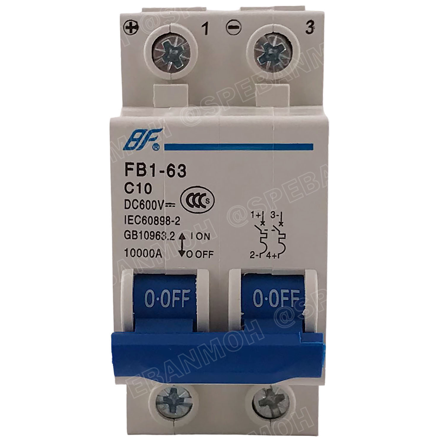 [ 1ชิ้น ] FB1-63-2P 10A BF เบรกเกอร์ ดีซี 2P 10แอมป์ 2Pole DC Breaker 600 VDC DC Circuit Breaker 2P สำหรับงาน solar cell เบรกเกอร์ไฟฟ้าโซลาร์เซลล์ DC ป้องกันกระแสเกิน ใช้ได้กับไฟฟ้ากระแสตรง DC เบรกเกอร์ 2โพล Solar Breaker เซอร์กิตเบรกเกอร์ MCB Breaker