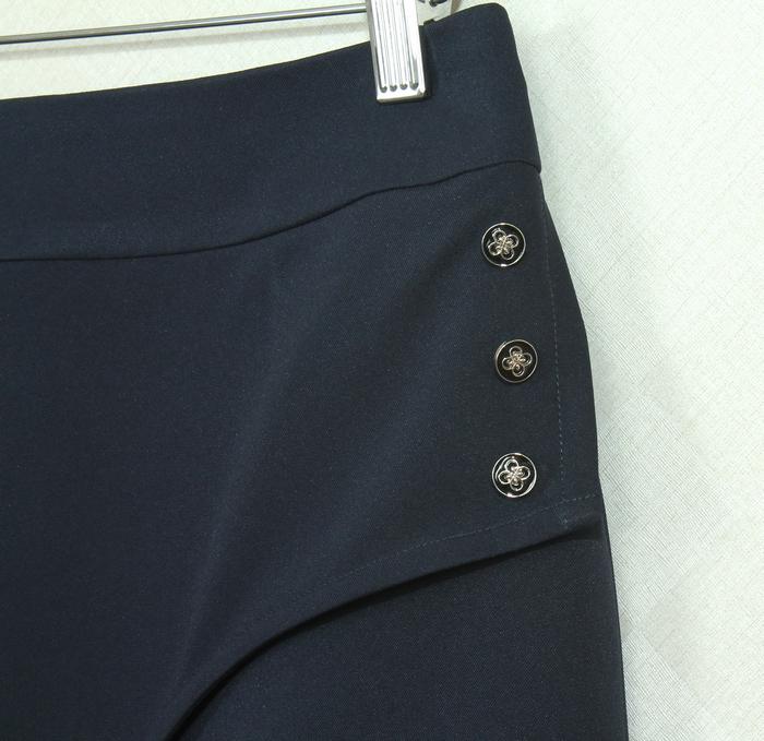 SK-253 กระโปรงแฟชั่น&ทำงาน ทรงสอบป้ายซ้อนกันผ้าญี่ปุ่นสีน้ำเงิน