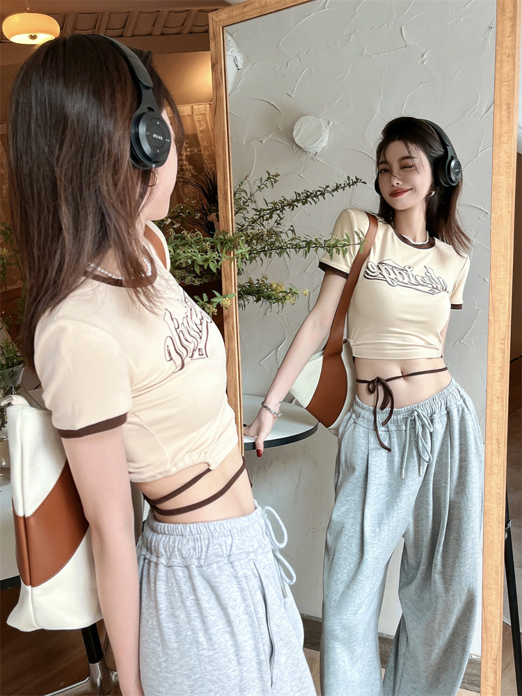 IU crop tee เสื้อยืดสายฝอผูกเอว