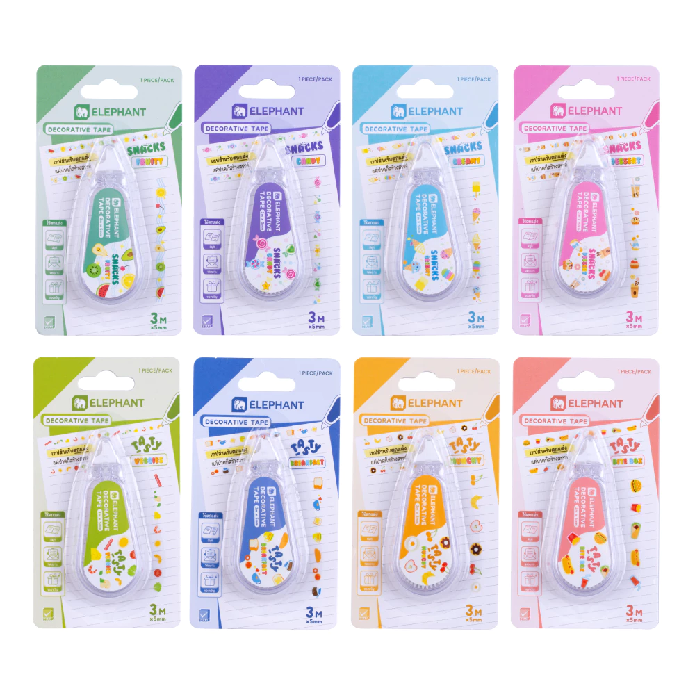 เทปตกแต่ง ตราช้าง ลายแฟนซี Tasty & Snacks Decorative 3M ขนาด 5 มม. x 3 ม.