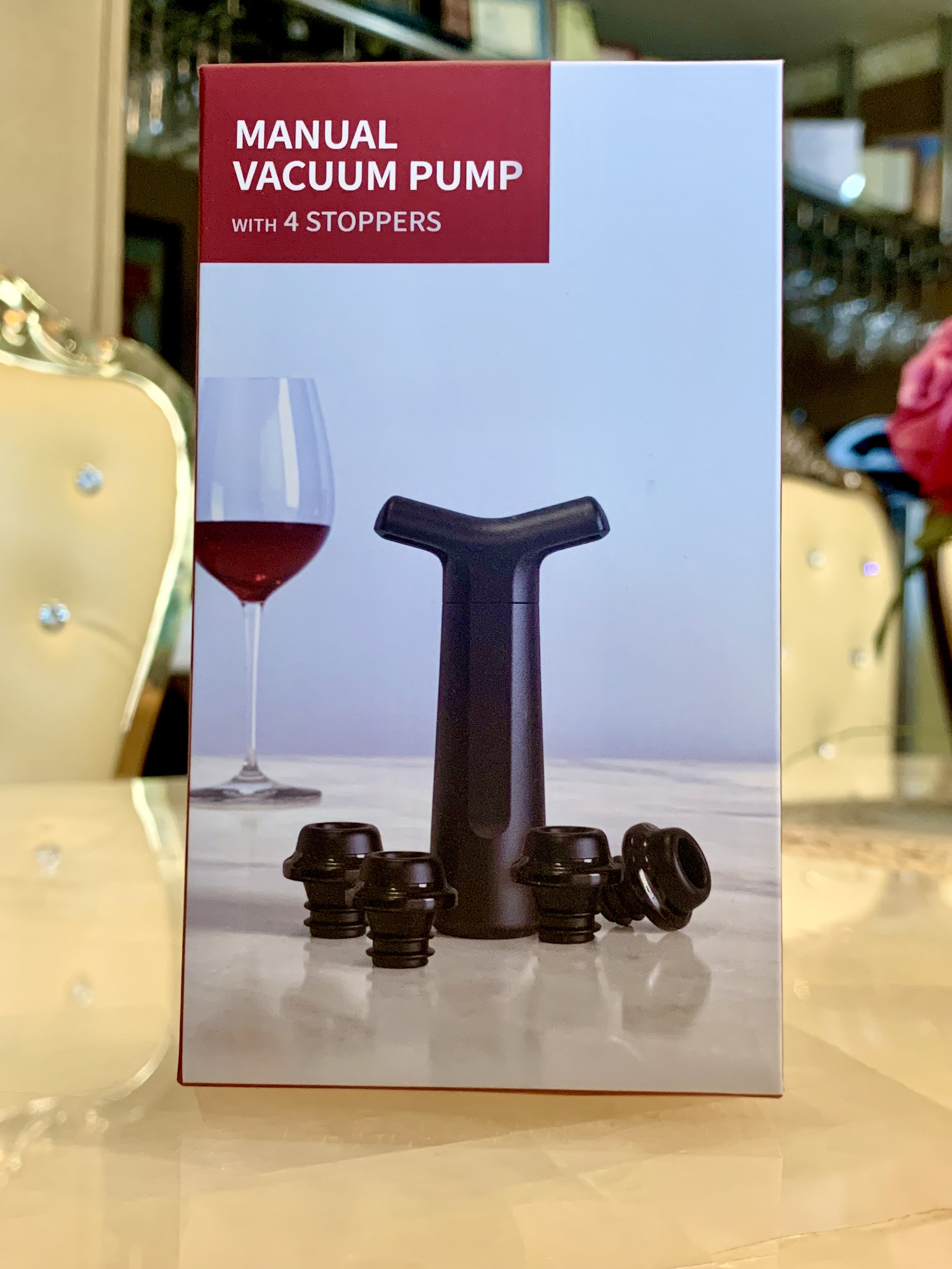 อุปกรณ์ปั้มอากาศออกจากขวดพร้อมจุกปิด4ชิ้นปิดได้4ขวด