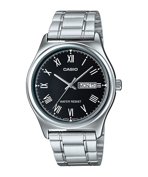CASIO Standard รุ่น MTP-V006D-1BUDF สีเงิน หน้าปัดดำ สายสแตนเลส สินค้าใหม่ ของแท้ รับประกันศูนย์ CMG