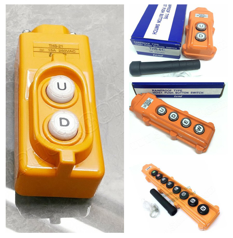 สวิทช์เครน (ทั้งชนิดธรรมดา และ ชนิดกันน้ำ) HOIST PUSH BUTTON SWITCHES RAIN PROOF (TEND) รุ่น THS series แบบต่อตรงและแบบผ่านแม็ค, THS-8 series