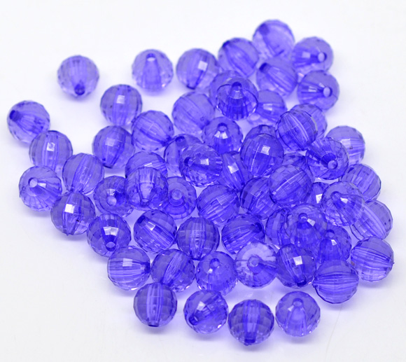 ลูกปัดอะครีลิคกลม คริสตัลสไตล์ ขนาด 8mm แพ็ค 100 เม็ด