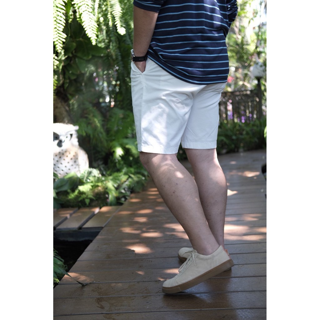 กางเกงขาสั้นผ้าChino ซิบผ้ายืด ไซต์ใหญ่ เอว 40-52" #CS/10 ขาว