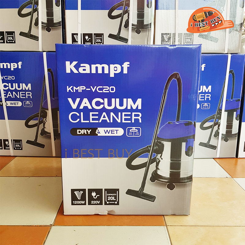 Kampf KMP-VC20 เครื่องดูดฝุ่น ดูดแห้ง-น้ำ 1000วัตต์ ถังสแตนเลส 20ลิตร 220โวลต์