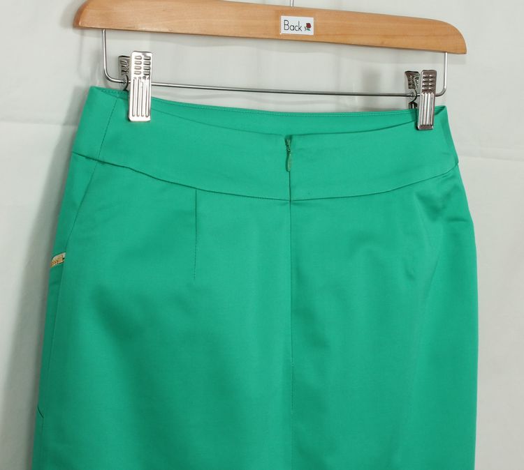 SK-118 กระโปรงแฟชั่น&ทำงาน ทรงสอบ ผ้าคอตต้อนญี่ปุ่นผสมสเปนเดกสีเขียวมิ้นท์