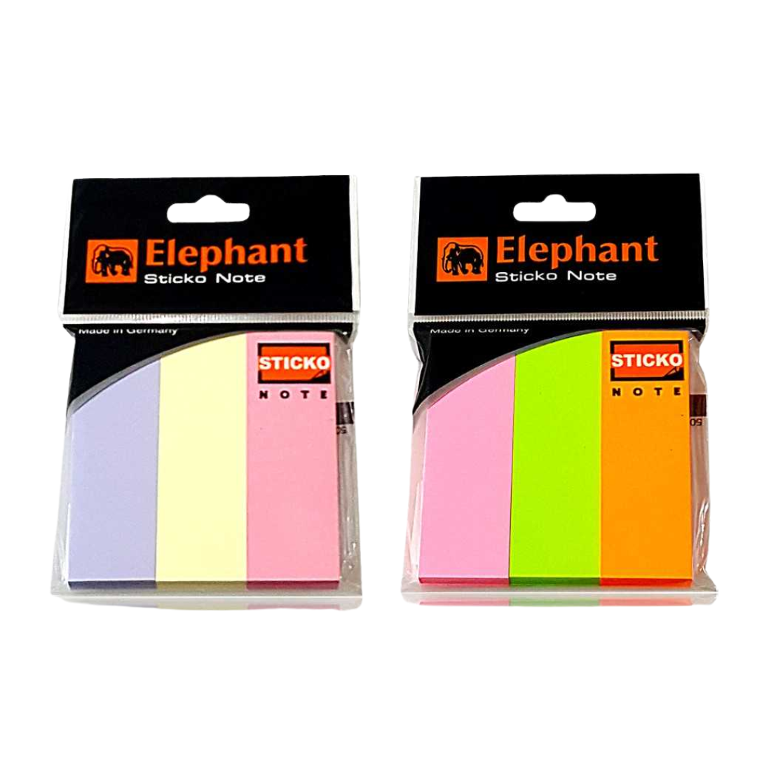 กระดาษโน๊ต โพสอิท ชนิดกาวในตัว สีนีออน/สีพาสเทล ขนาด 1 x 3 (แพ็ค 3) ตราช้าง