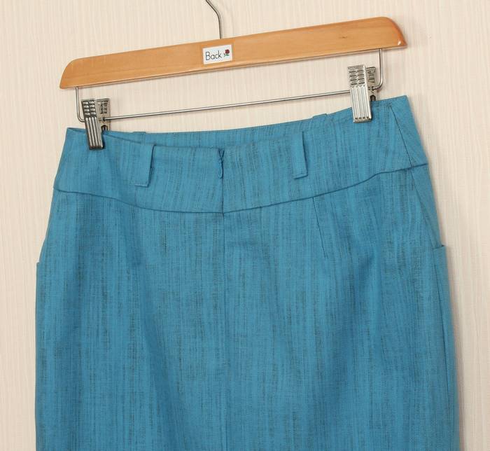 SK-234 กระโปรงแฟชั่น&ทำงาน ทรงสอบ ผ้าญี่ปุ่นผสมสเปนเด็กสีฟ้า