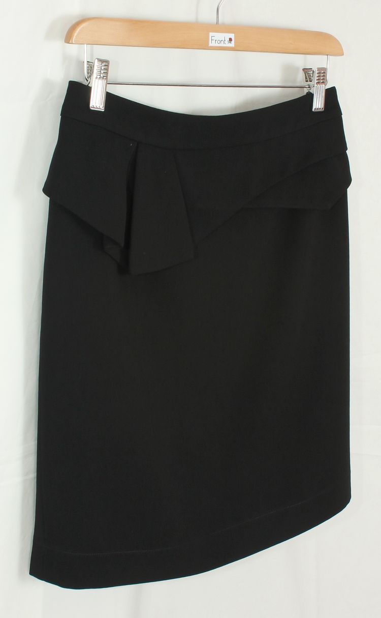 SK-103 กระโปรงแฟชั่น&ทำงาน ทรงสอบจับจีบซ้อนกัน ผ้า CHANNEL สีดำ