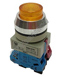 SLW211T สวิทช์กดติด-ปล่อยดับ สีเหลือง (Momentary Push Button Switch) Momentay 1NO 1NC